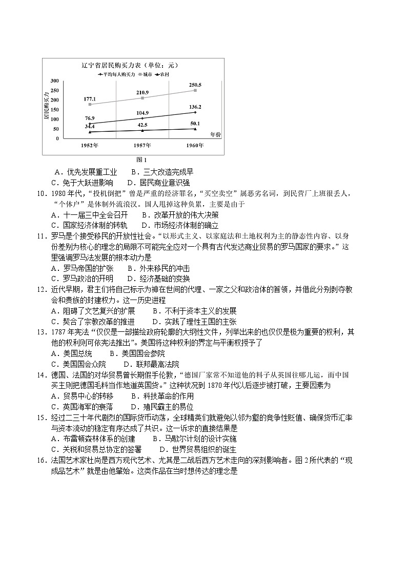 2022中学生标准学术能力诊断性测试THUSSAT暨高三7月诊断性检测历史试题含答案第2页