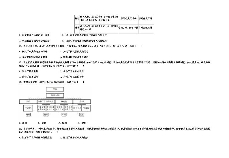 2022青铜峡高级中学高二上学期第一次月考历史试题含答案第3页