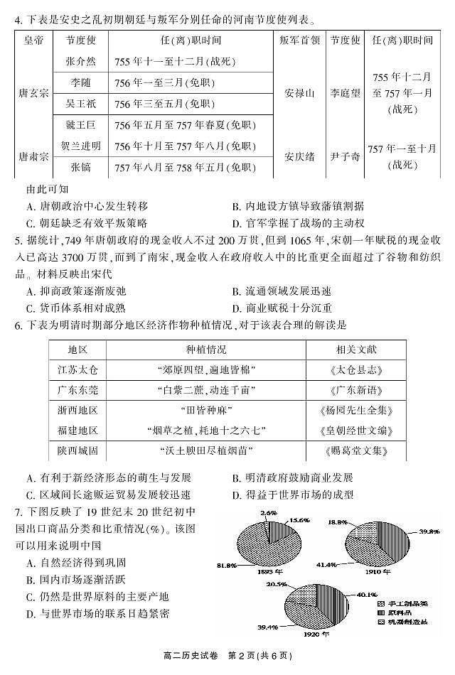 2021郴州高二下学期期末考试历史试题PDF版含答案第2页