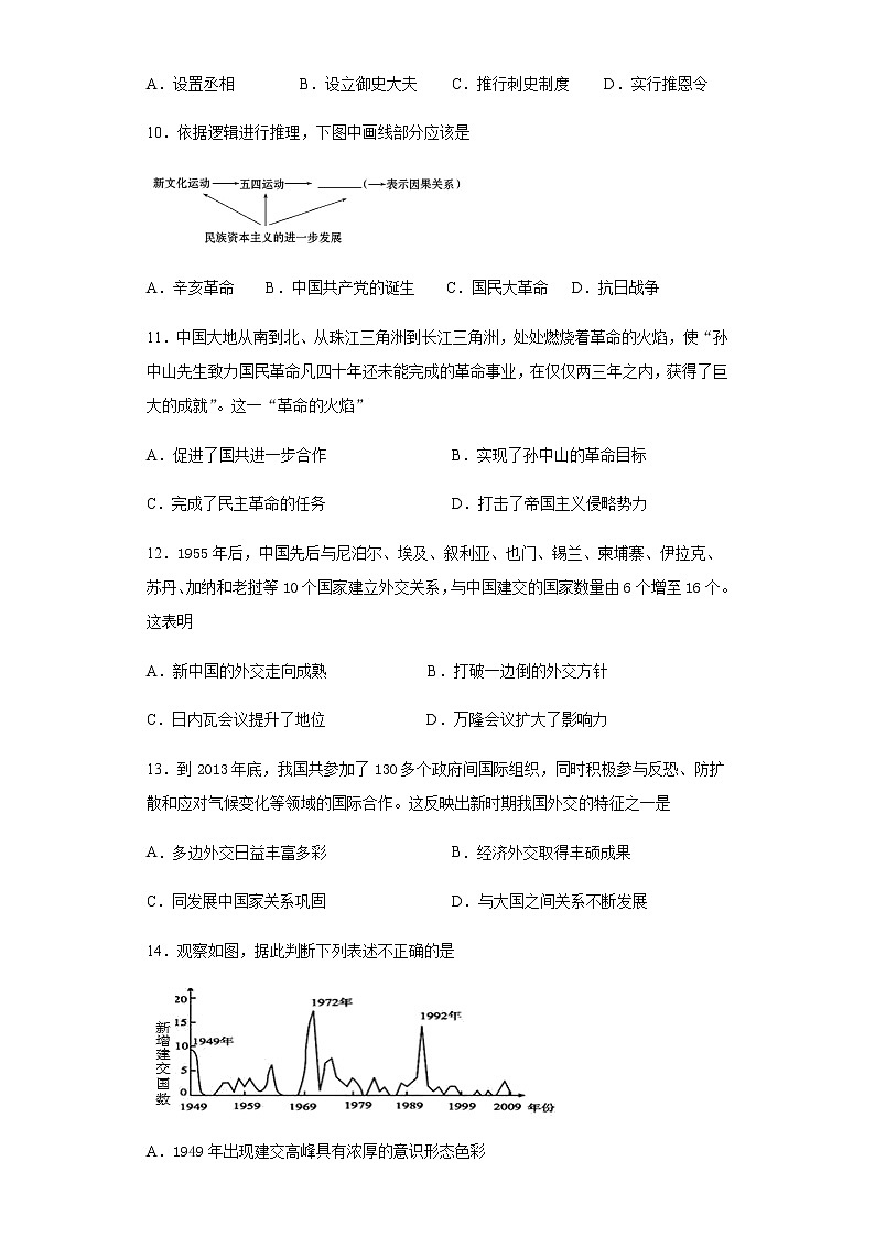 2021盐城东台创新高级中学高二下学期3月份月检测历史试卷含答案第3页