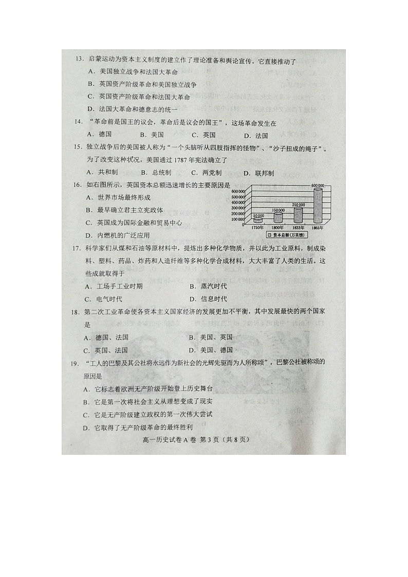 2021唐山高一下学期期末考试历史试题扫描版含答案03