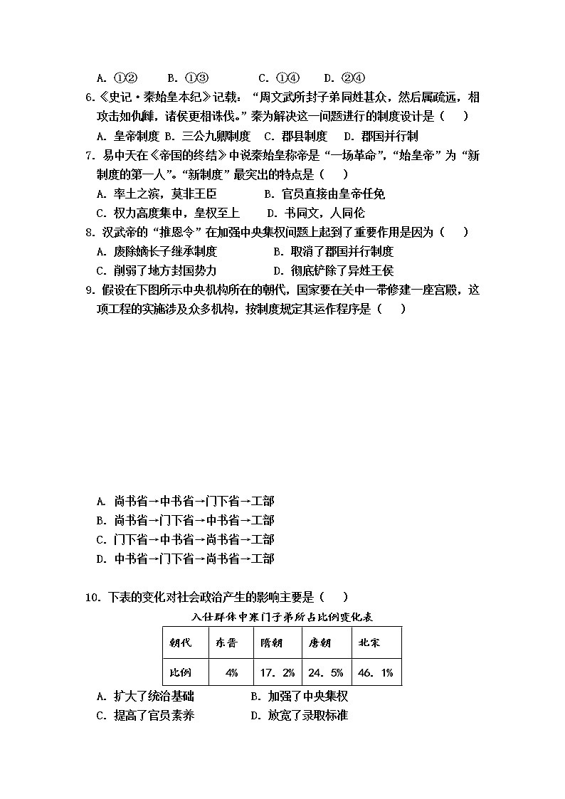 2021巴彦淖尔杭锦后旗重点高中高一上学期期中考试历史试题含答案第2页