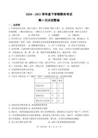 2021河南省部分名校高一下学期期末考试历史试题PDF版含答案