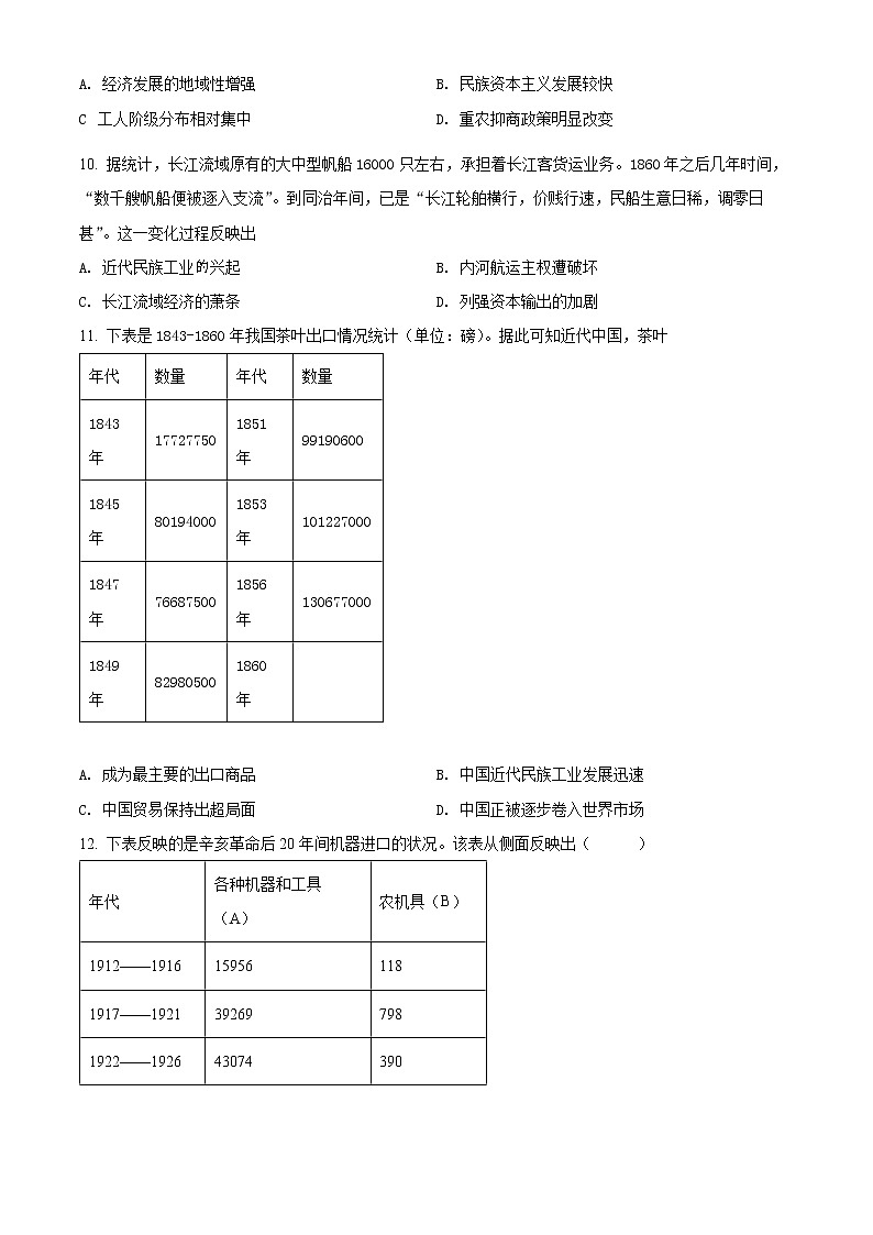 山东省济南市第一中学2021-2022学年高二下学期第四次学情检测（5月月考）历史试题原卷版第3页