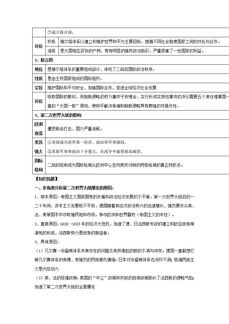 部编版高考历史一轮复习第17课第二次世界大战与战后国际秩序的形成教案中外历史纲要下第3页