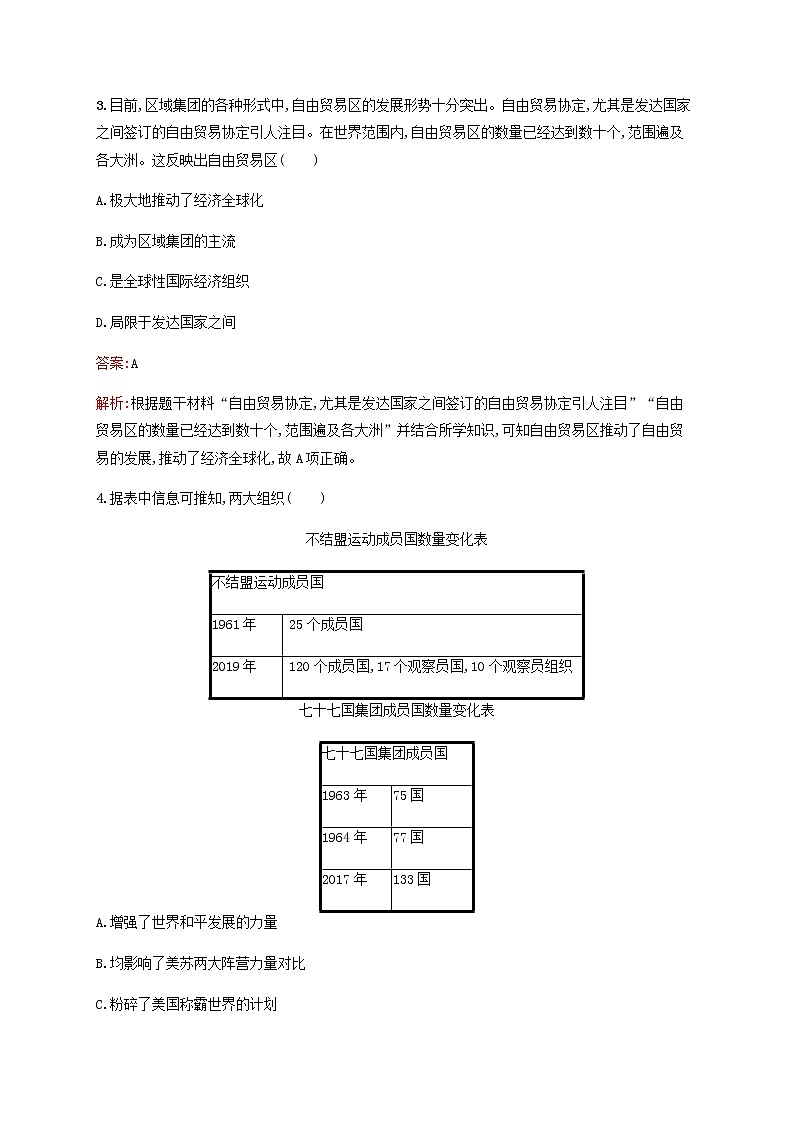 高考历史一轮复习考点规范练29当代世界发展的特点与主要趋势含解析新人教版02