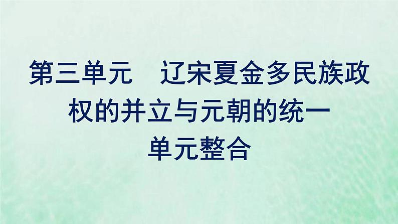 部编版高中历史必修上册第三单元辽宋夏金多民族政权的并立与元朝的统一单元整合课件01