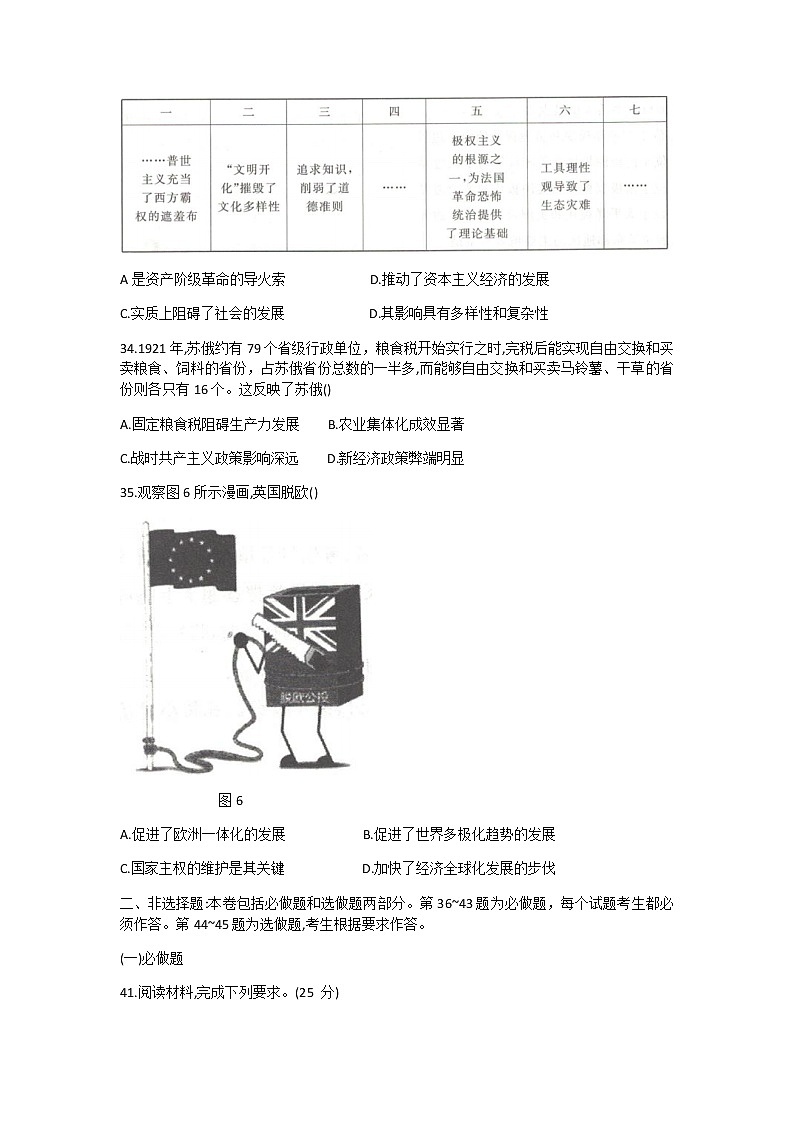 2021-2022学年广西梧州市岑溪市高二下学期期中考试文科综合历史试题含答案03