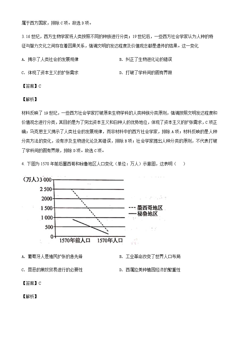 2021-2022学年山东省烟台市招远市第二中学高二4月月考历史试题含解析02