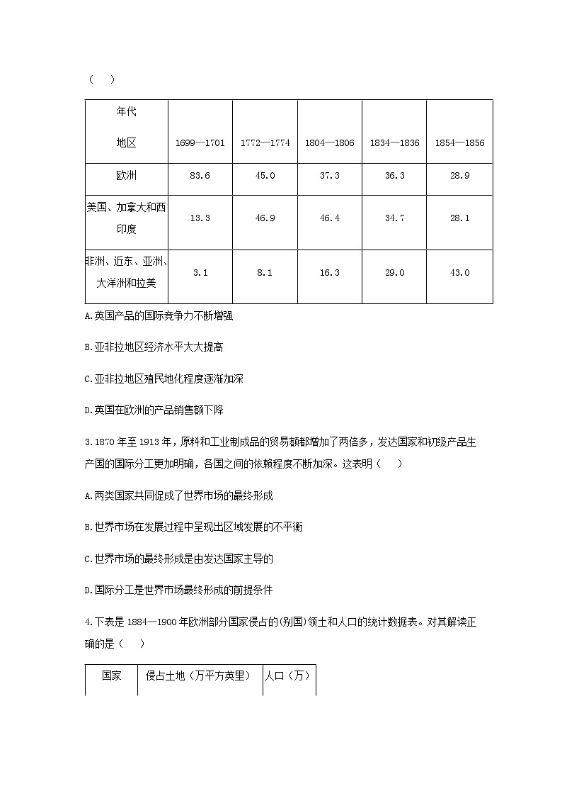 新教材高一历史下学期暑假训练6世界殖民体系与亚非拉民族独立运动含答案第2页