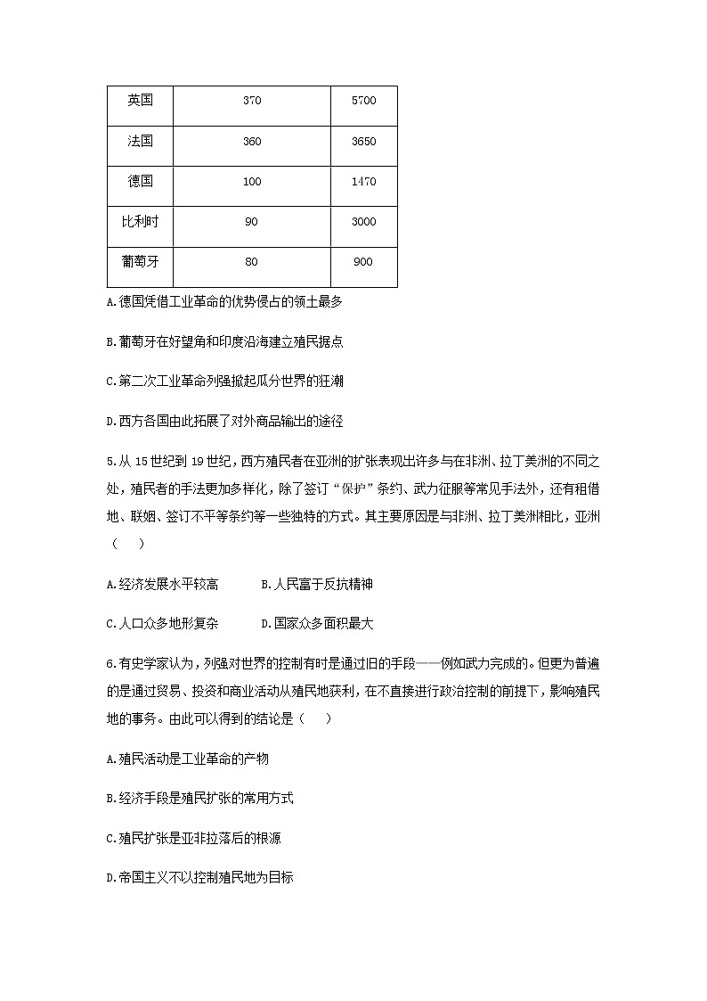 新教材高一历史下学期暑假训练6世界殖民体系与亚非拉民族独立运动含答案第3页