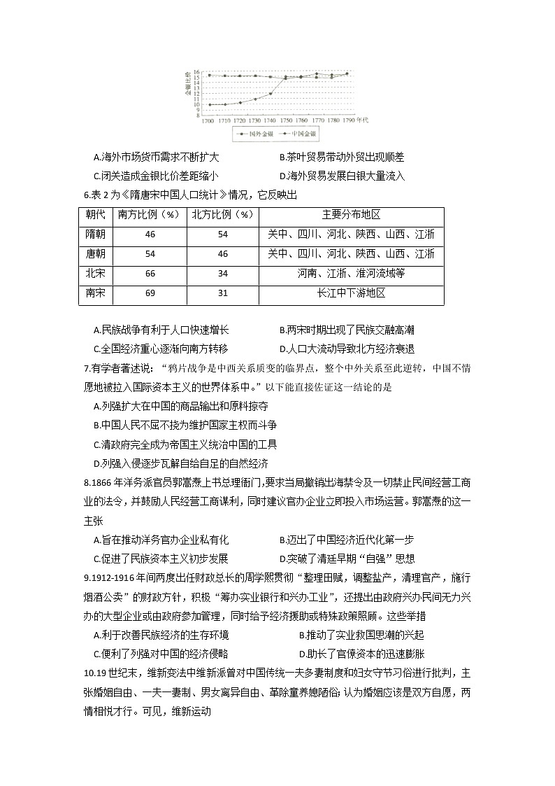河南省三门峡市2021-2022学年高二下学期期末质量检测历史试题Word版含答案02