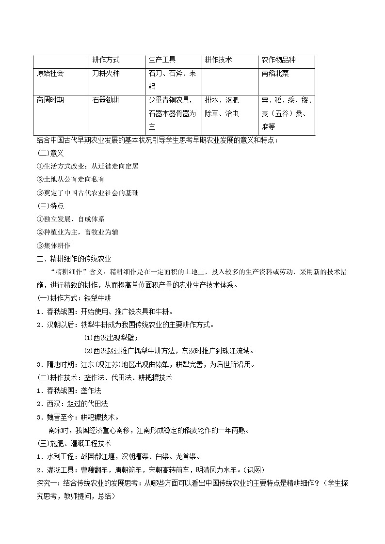 人教版高中历史必修2第1单元古代中国经济的基本结构与特点第1课发达的古代农业1教案02