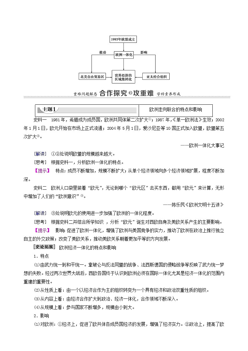 人教版高中历史必修2第8单元世界经济的全球化趋势第23课世界经济的区域集团化学案03