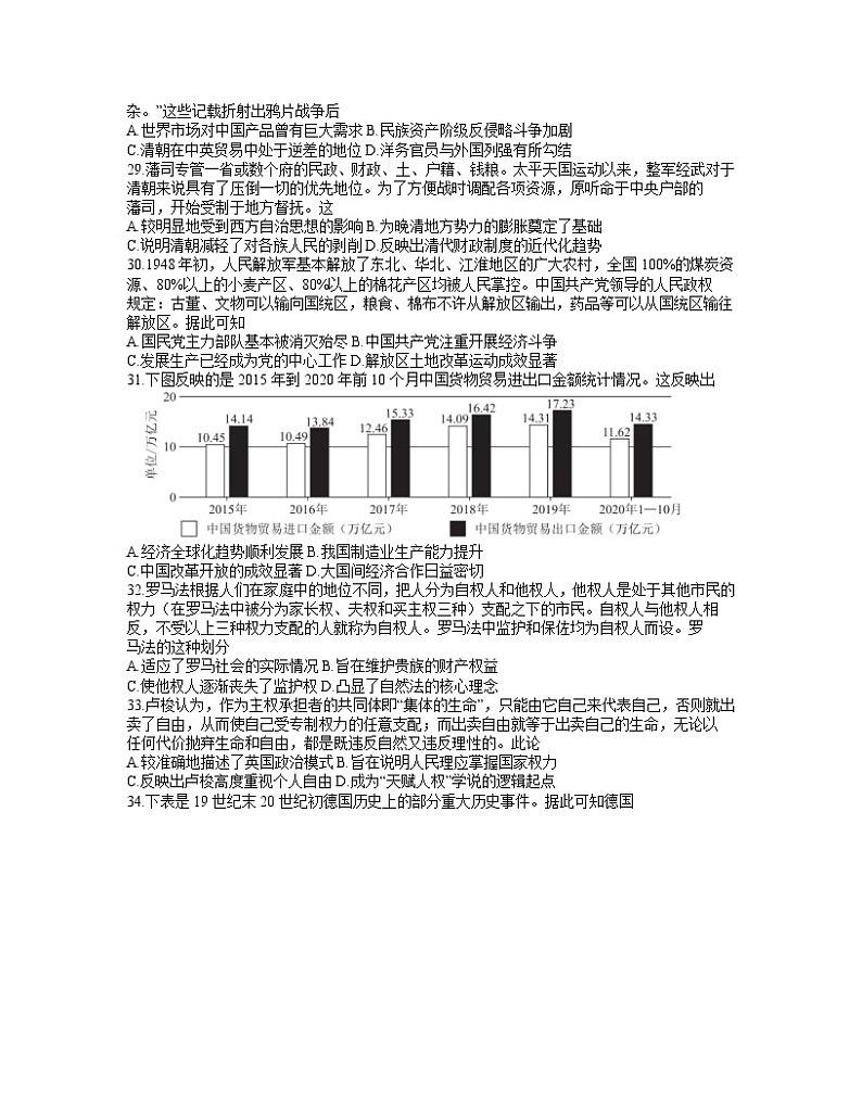 2021（全国1卷）高三下学期5月卫冕联考文综历史试题含答案02