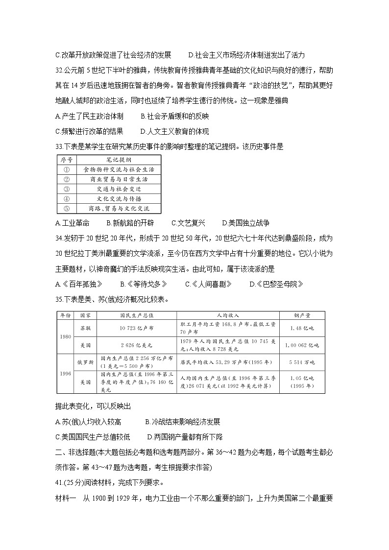 2021“超级全能生”高三全国卷地区5月联考试题（丙卷）（B）历史含解析03