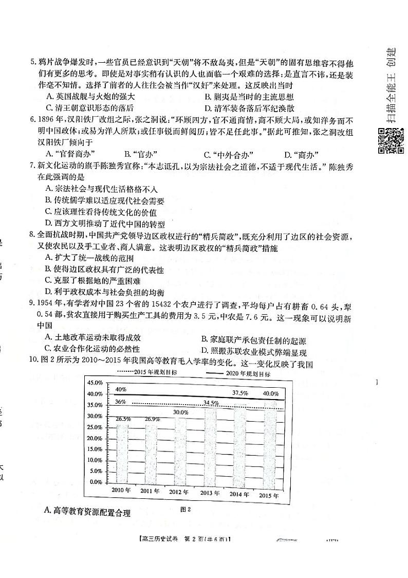 2021沧州高三下学期5月第二次模拟考试历史试题扫描版含答案02