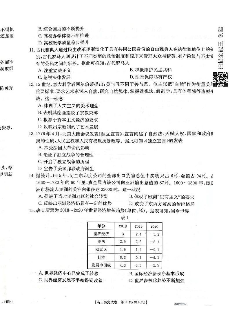 2021沧州高三下学期5月第二次模拟考试历史试题扫描版含答案03
