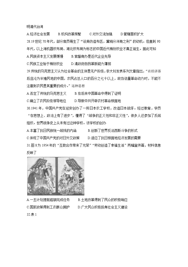 2021长春高三质量检测（四）历史含解析第2页