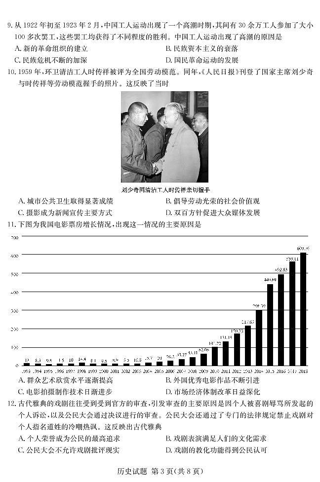 2021年高考湖南四大名校名师团队猜题卷A   历史第3页