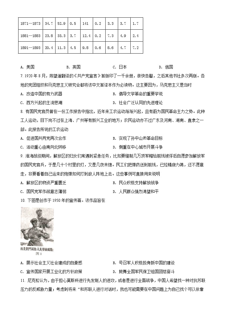 2021江苏省新高考基地学校高三下学期4月第二次大联考历史试题含解析02