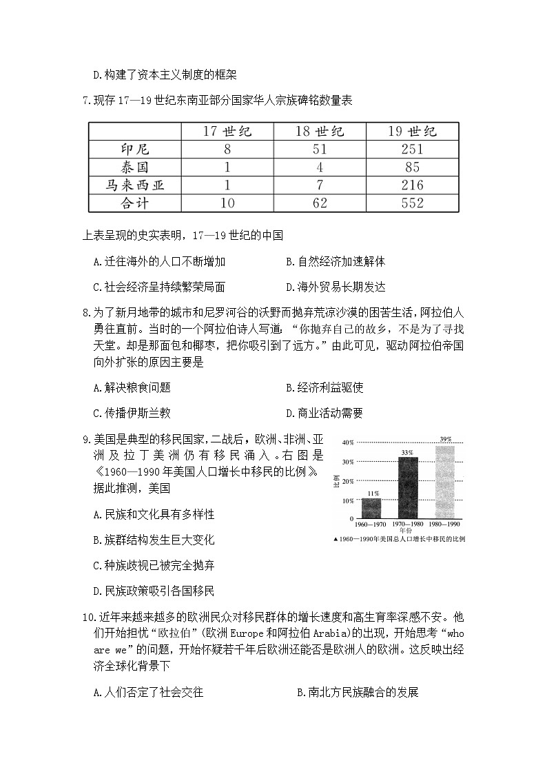 2021枣庄滕州高二下学期期中历史试题含答案03