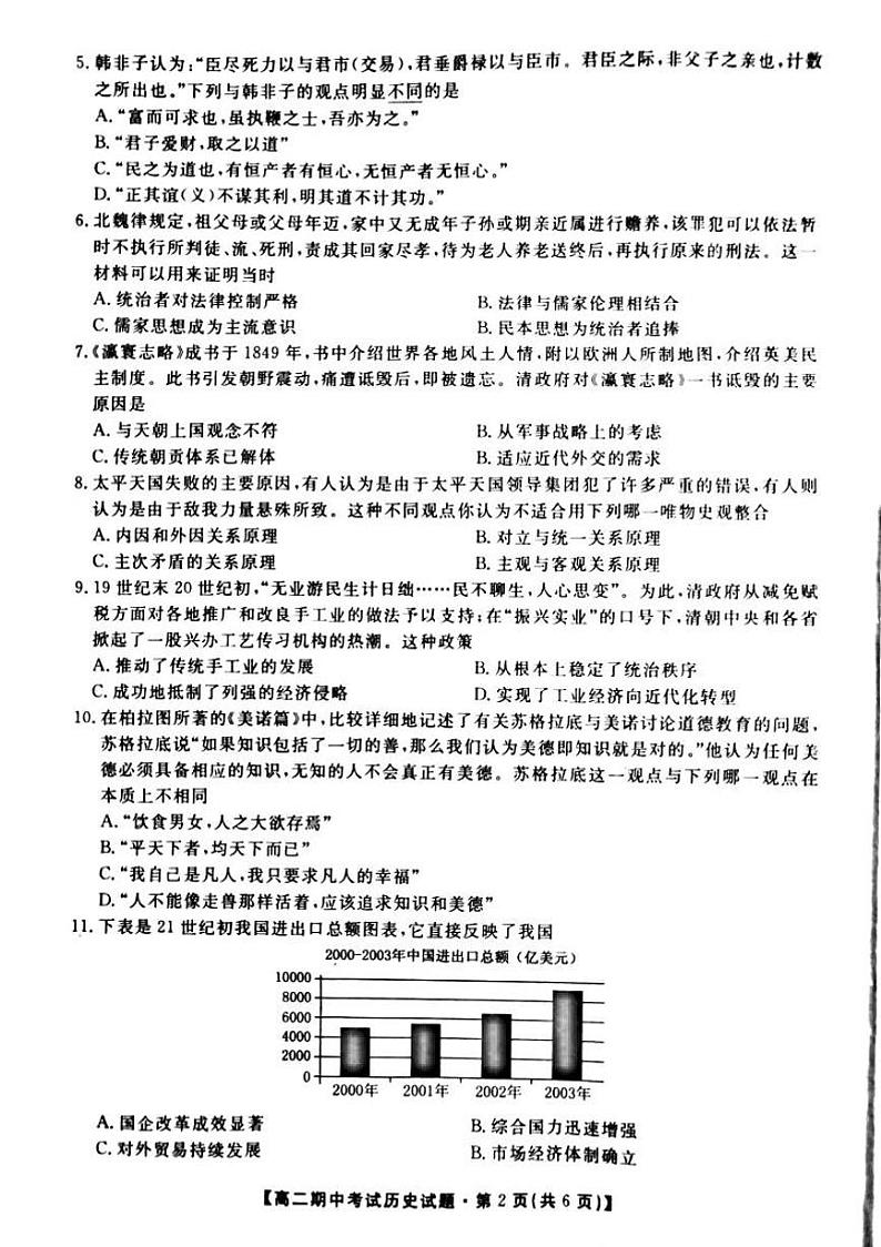 2021湖南省三湘名校教育联盟高二下学期期中考试历史试题扫描版含答案02