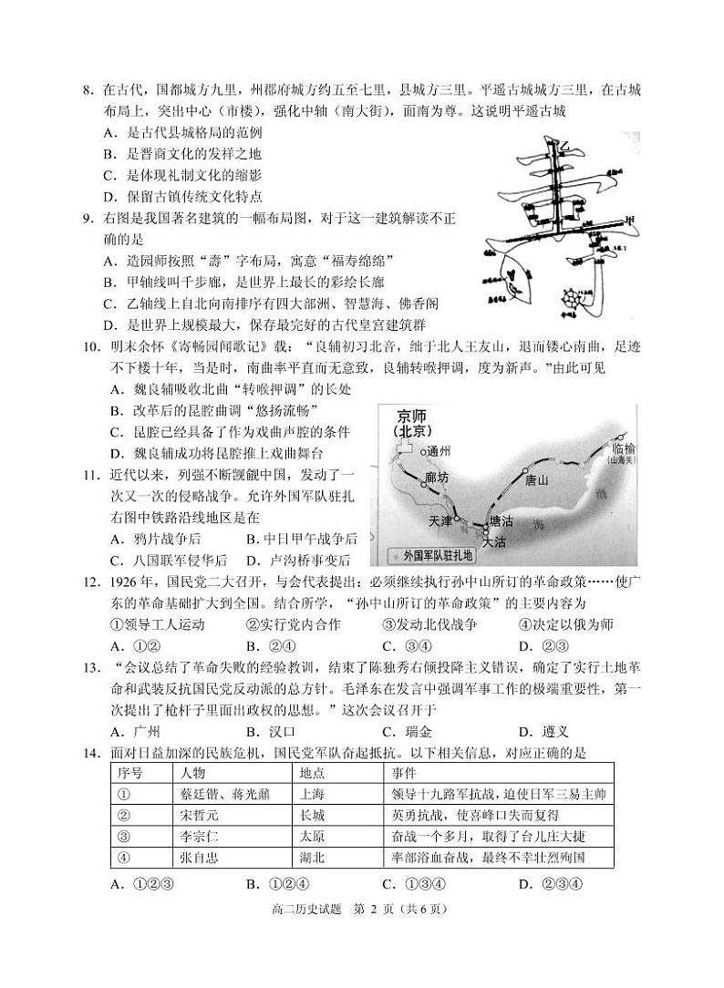 2021诸暨高二上学期期末考试历史试题（PDF可编辑版）PDF版含答案02
