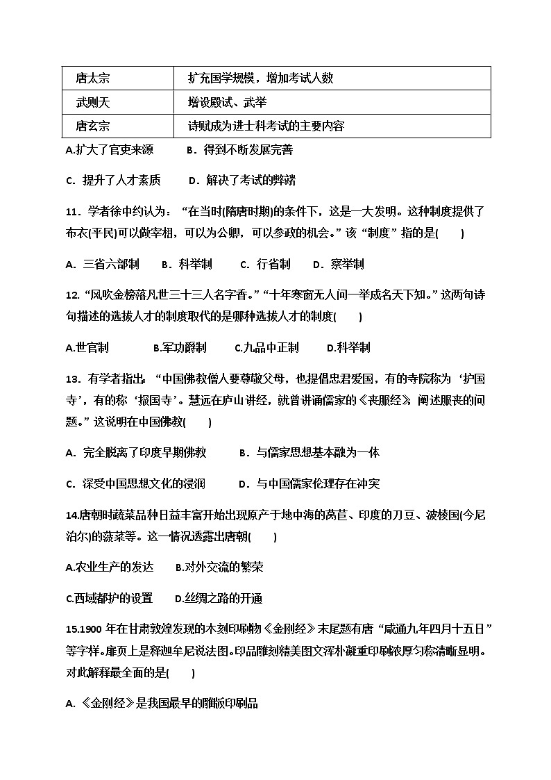 2021省哈尔滨延寿县二中高一11月月考历史试卷含答案03
