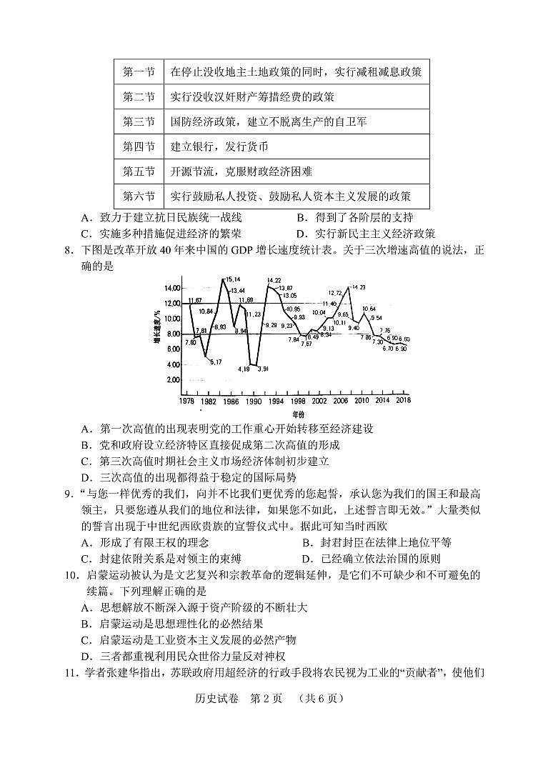 河北省五个一名校联盟2023届高三年级摸底考试历史试卷第2页
