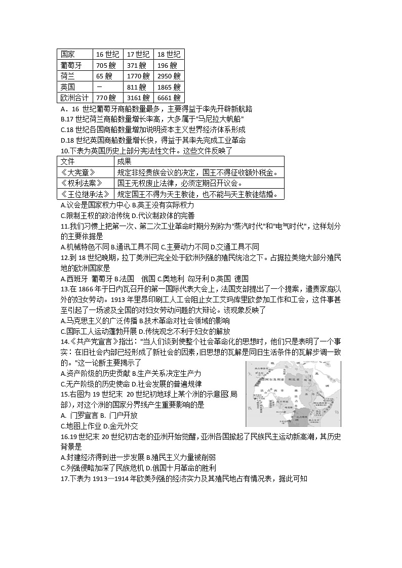 广东省梅州市2021-2022学年高一下学期期末考试历史试卷第2页