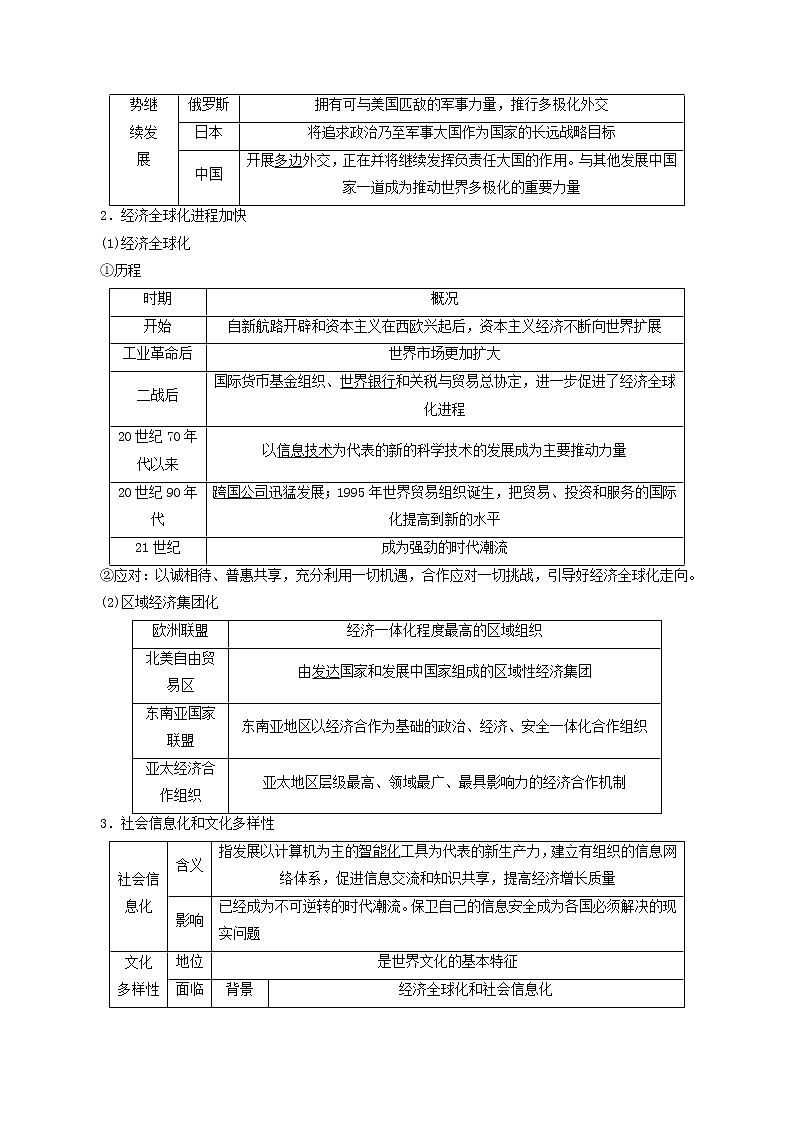 第06讲  当代世界发展的特点与主要趋势-【暑假自学课】2022年新高二历史暑假学案（统编版纲要下）02