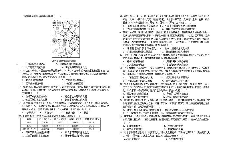 2021-2022学年新疆乌鲁木齐市第八中学高二上学期第三次月考历史试题解析版02
