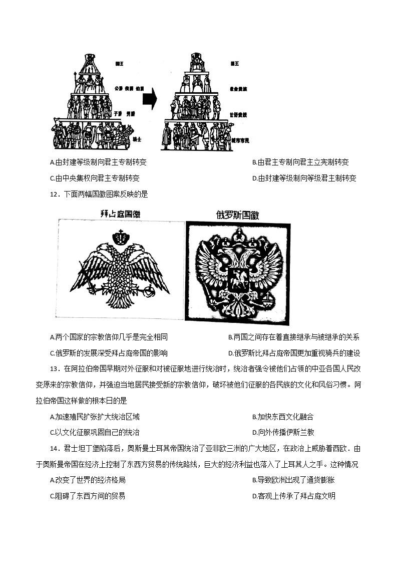 2021-2022学年辽宁省锦州市渤海大学附属高级中学第二学期高一第三次月考历史试题解析版03