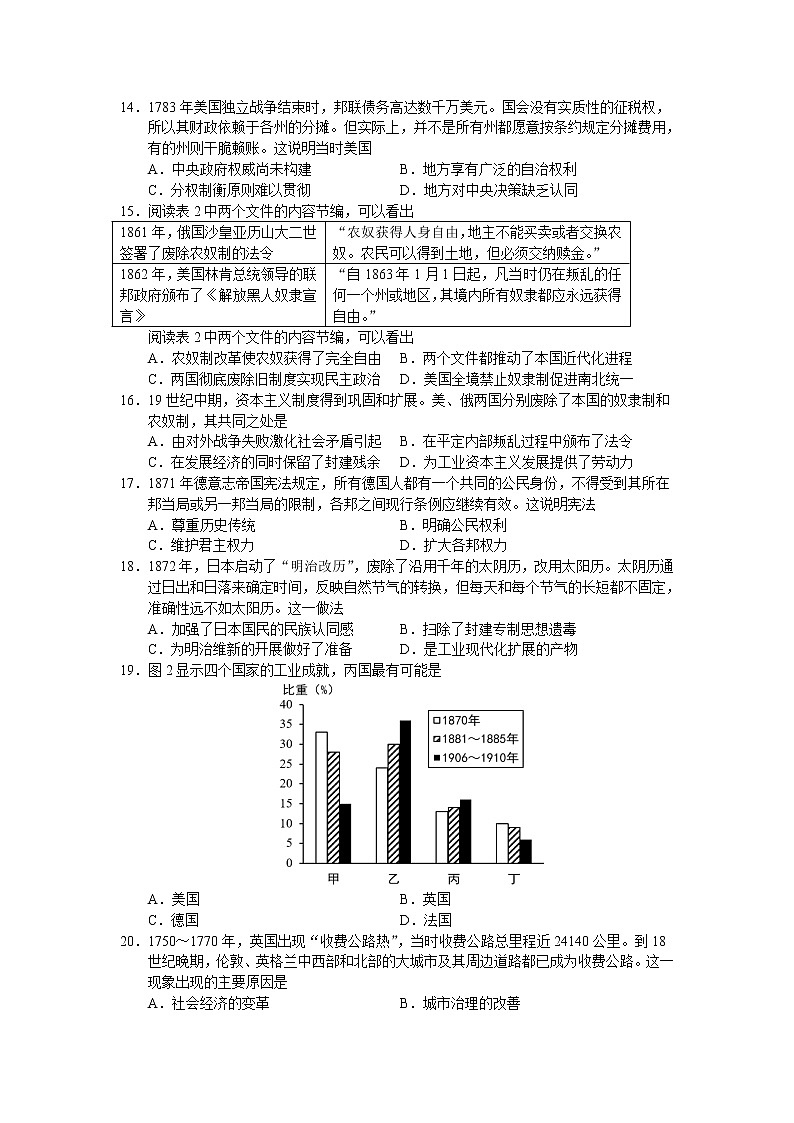 2021-2022学年吉林省长春市十一高中高一下学期第二学程考试历史试题含答案03