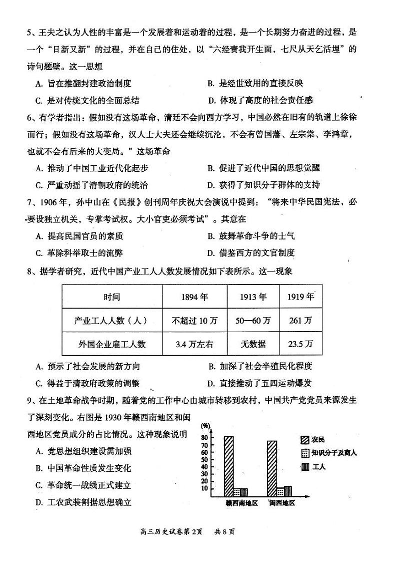 山西省大同市2022届高三上学期学情调研测试历史试题第2页