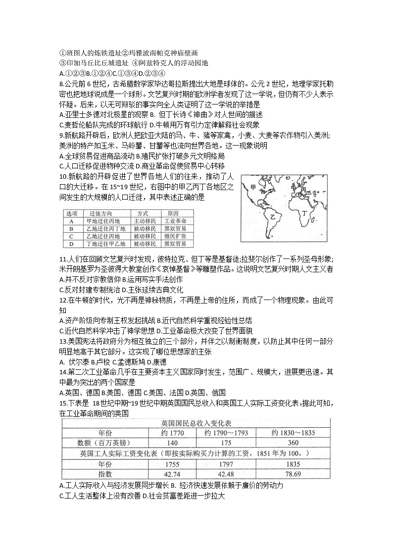 辽宁省锦州市2021-2022学年高一下学期期末考试历史试卷02