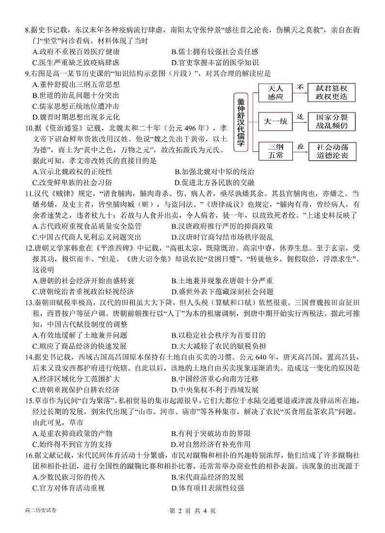 高二期末考历史试题第2页