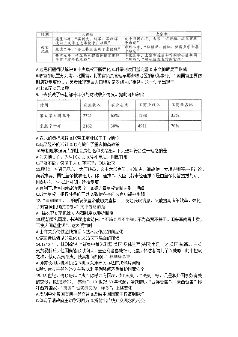 辽宁省锦州市2021-2022学年高二下学期期末考试历史试卷02