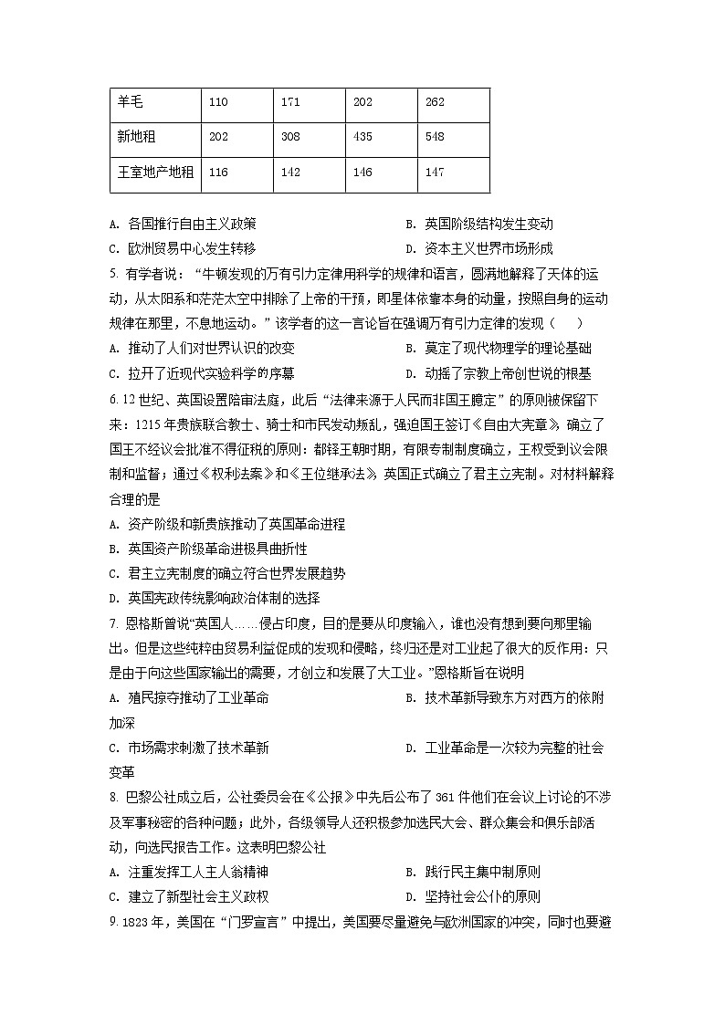 2022鄂州高一下学期期末历史试题（含答案）02