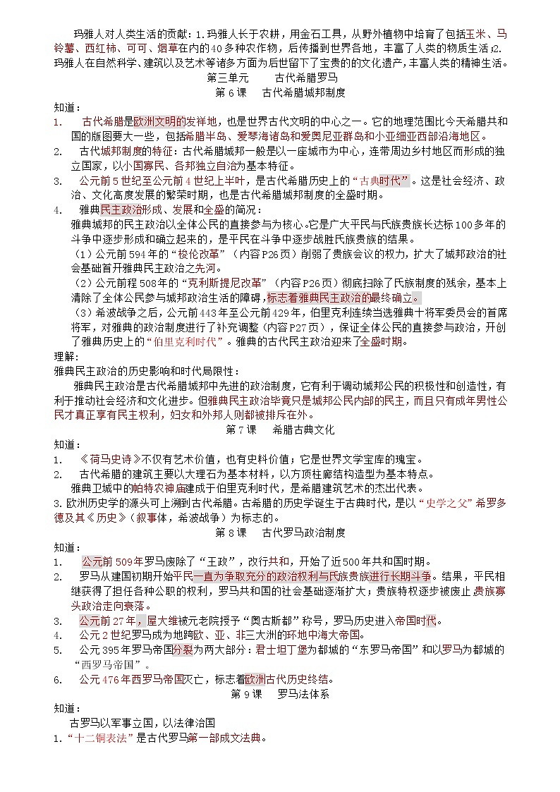 高中历史知识点归纳总结汇总02
