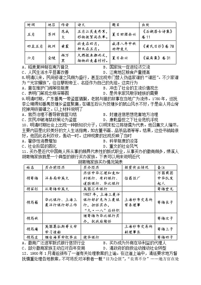 陕西省西安市长安区第一中学2021-2022学年高二下学期期末考试历史试题02
