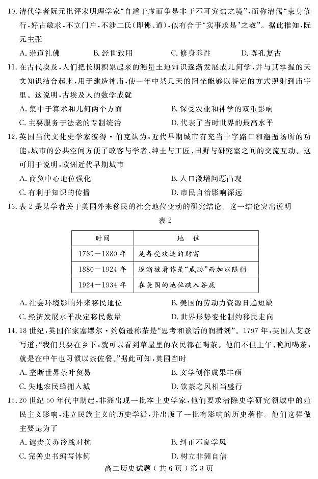 （教研室）山东省聊城市2021-2022学年高二下学期期末考试历史试题第3页