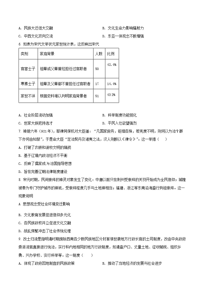 2022枣庄高二下学期期末考试历史试题含解析03