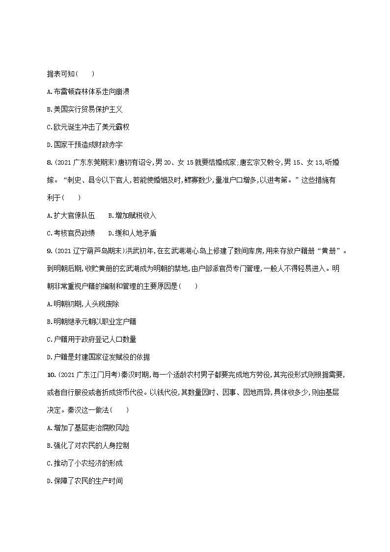 广东专用2023年历史高考一轮复习课时规范练36货币与赋税制度含解析统编版第3页