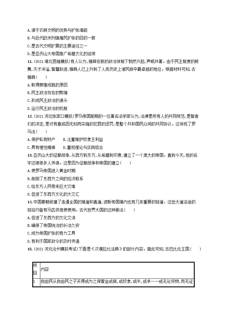 河北专用2023年高考历史一轮复习课时规范练18古代文明的产生与发展含解析统编版第3页