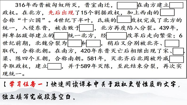 高中历史 三国两晋南北朝的政权更迭与民族交融 教学 课件第8页