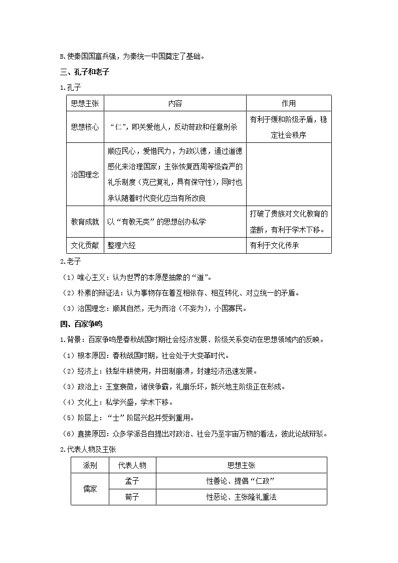 第2课 诸侯纷争与变法运动 学案——高中历史人教统编版中外历史纲要上册03