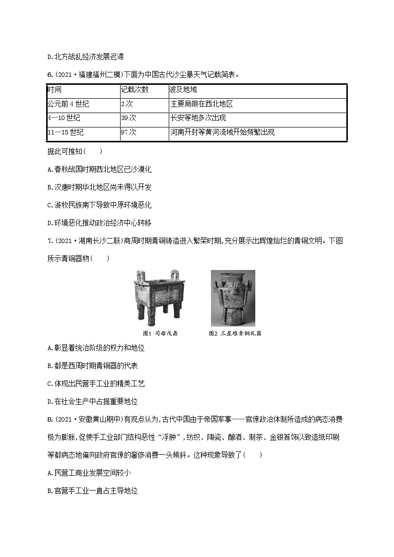 2023年高考历史一轮复习课时规范练13精耕细作农业生产模式的形成与农耕时代的手工业含解析岳麓版第3页