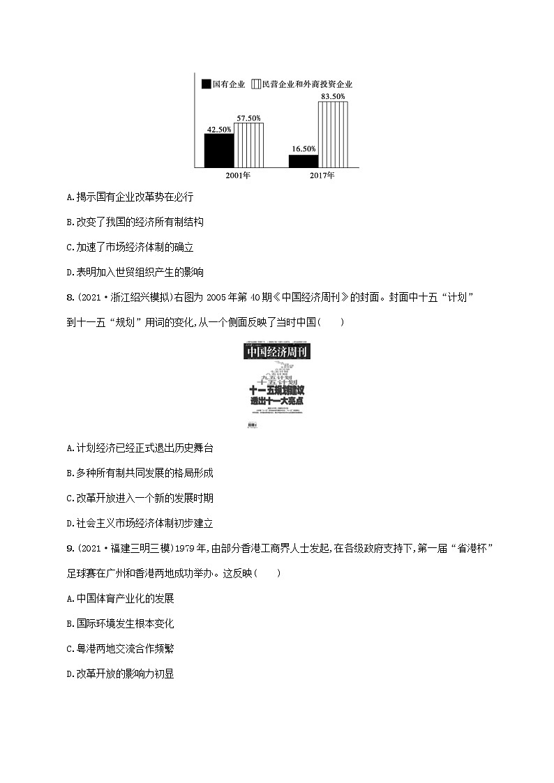 2023年高考历史一轮复习课时规范练22改革开放及经济腾飞与生活巨变含解析岳麓版第3页